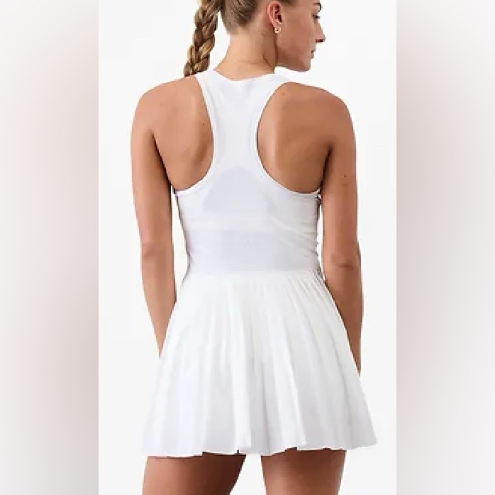 Athleta Match Point Pleated Dress, White, Size Tall-L